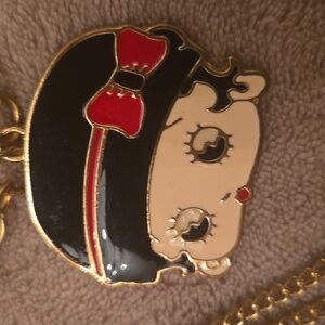 Betty Boop 4 Strand Chain Necklace Enamel Pendant Necklace